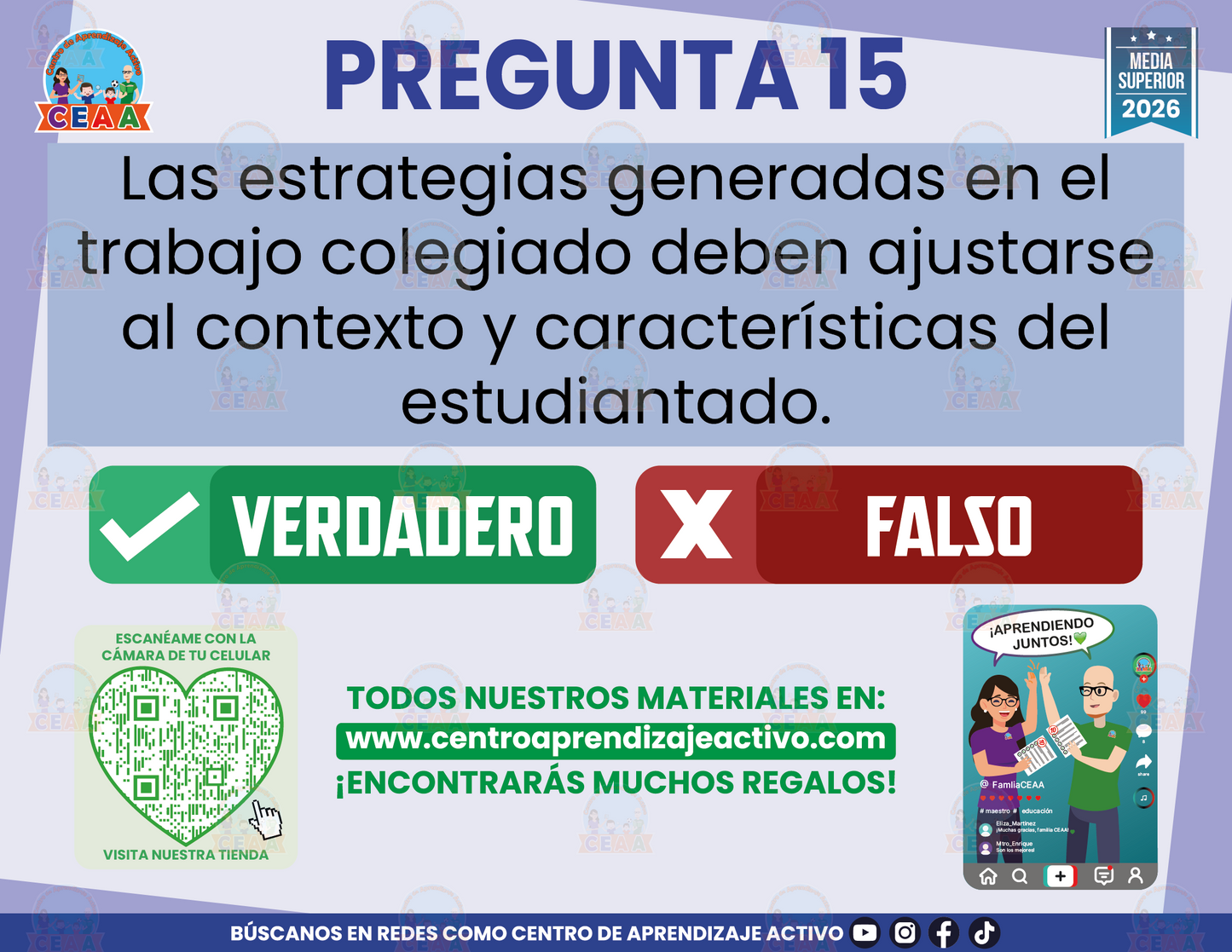 Cuadernillo de Estudio - Lineamientos para el Trabajo Colegiado en el Bachillerato General - Verdadero o Falso - Media Superior