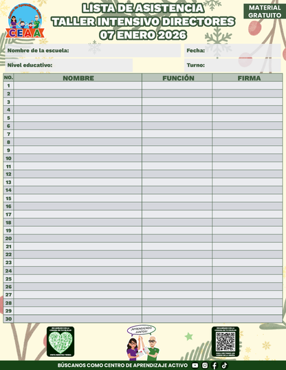 Lista de Asistencia Taller Intensivo Directores Enero 2026 en PDF