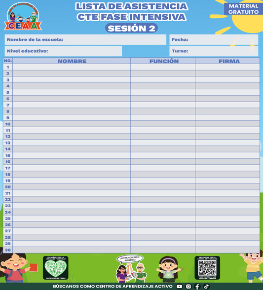 Lista de Asistencia de la Sesión CTE Fase Intensiva Sesión 2 en PDF