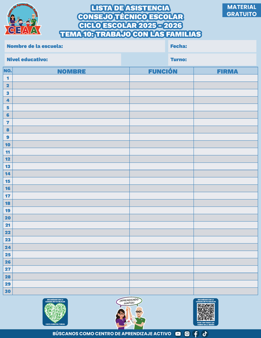 Lista de Asistencia CTE Tema 10 en PDF