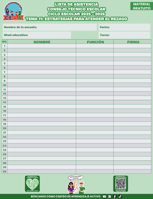 Lista de Asistencia CTE Tema 11 en PDF
