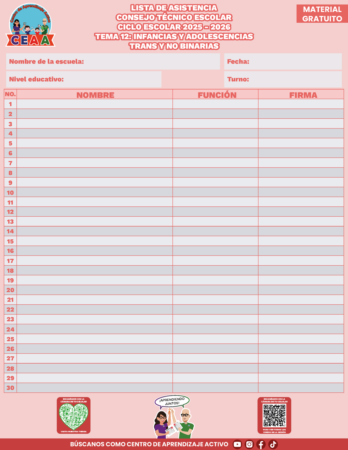 Lista de Asistencia CTE Tema 12 en PDF