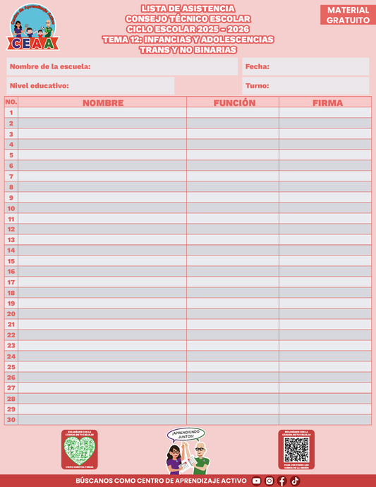 Lista de Asistencia CTE Tema 12 en PDF