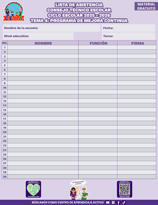 Lista de Asistencia CTE Tema 4 en PDF
