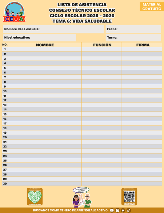 Lista de Asistencia CTE Tema 6 en PDF