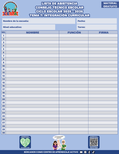 Lista de Asistencia CTE Tema 7 en PDF