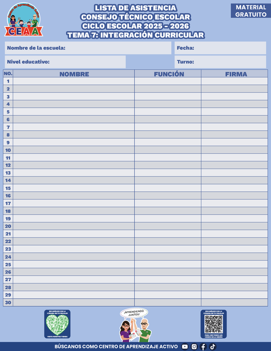 Lista de Asistencia CTE Tema 7 en PDF