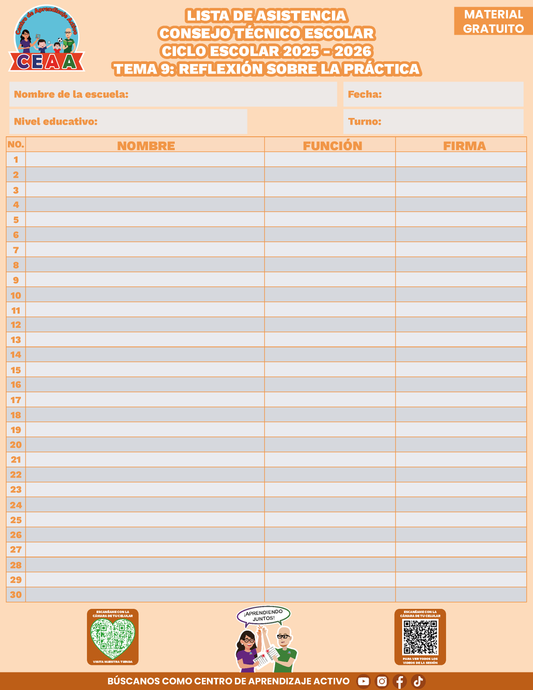 Lista de Asistencia CTE Tema 9 en PDF