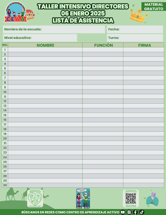 Lista de Asistencia Taller Sesión Directores Enero 2025