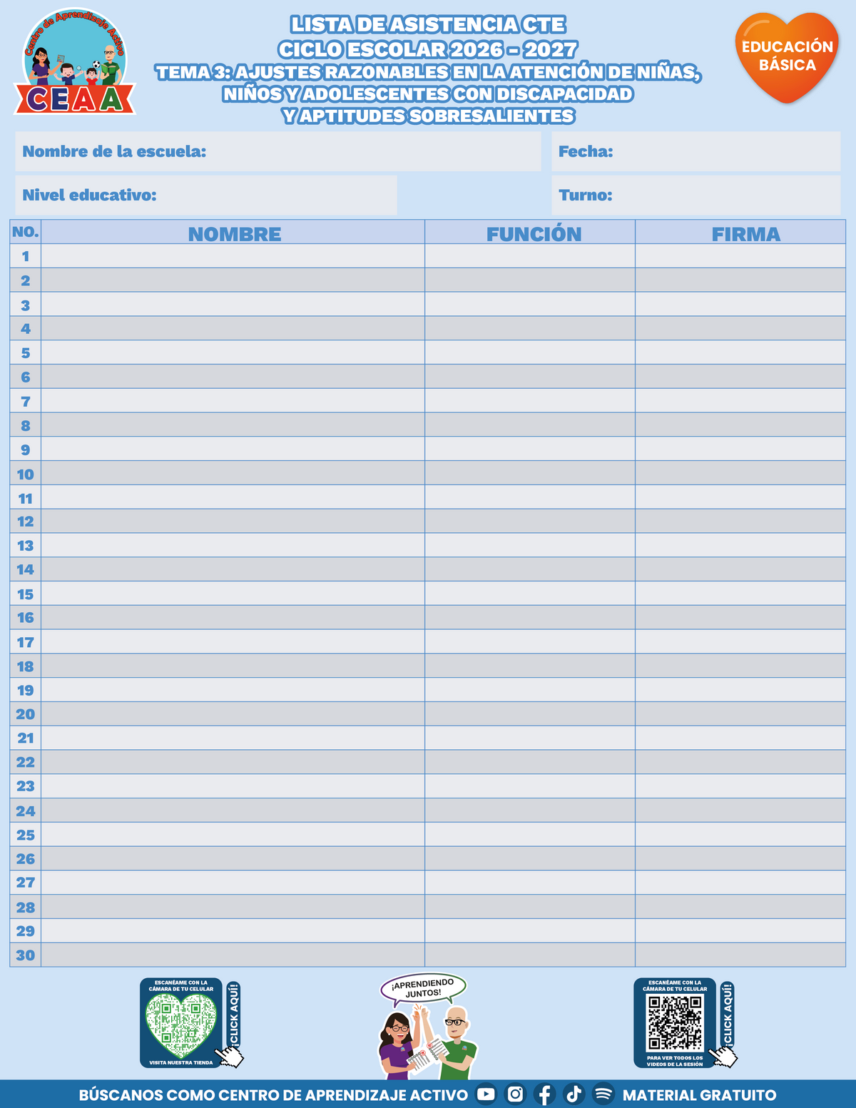 Lista de Asistencia CTE Educación Básica TEMA 3: AJUSTES RAZONABLES EN LA ATENCIÓN DE NIÑAS, NIÑOS Y ADOLESCENTES CON DISCAPACIDAD Y APTITUDES SOBRESALIENTES en PDF