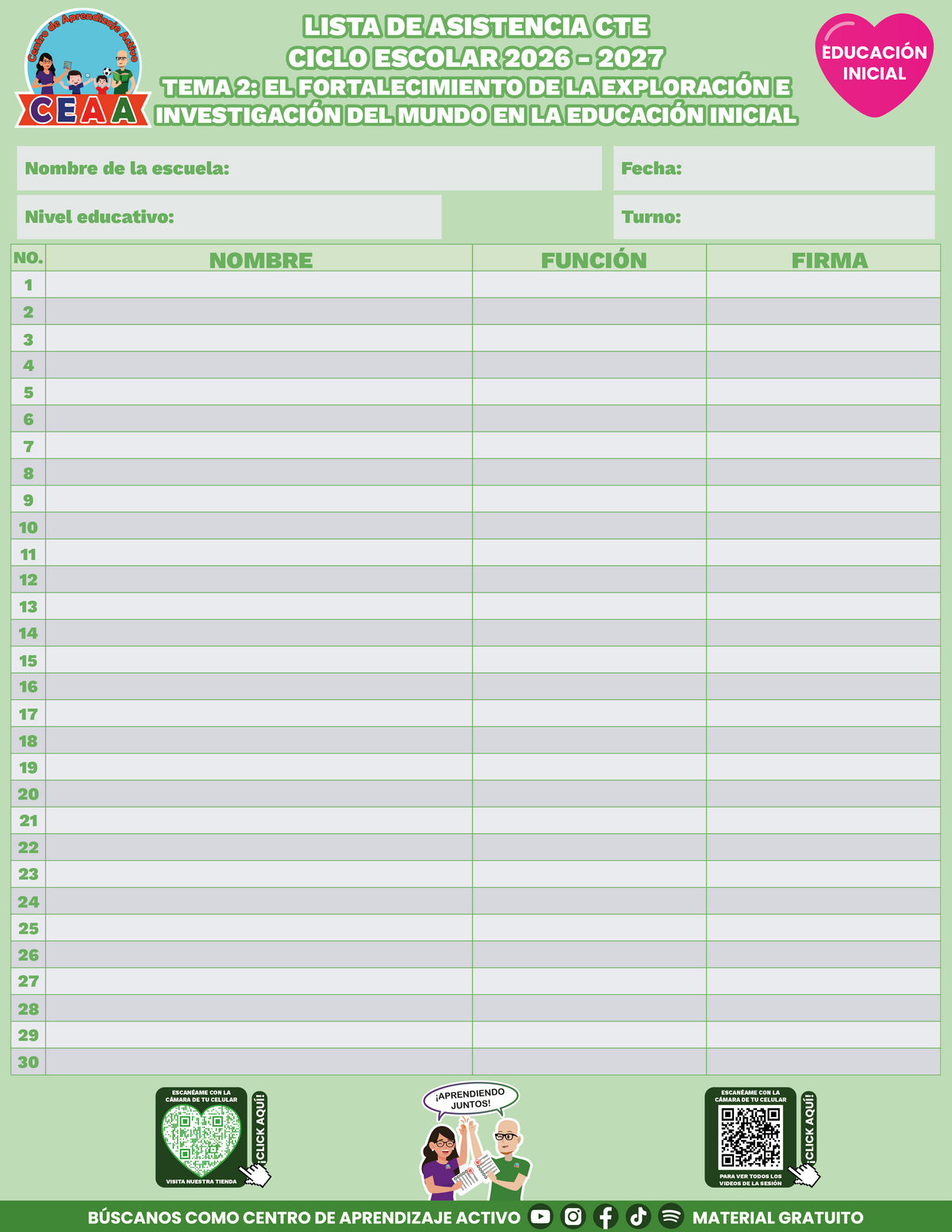 Lista de Asistencia CTE Educación Inicial TEMA 2: EL FORTALECIMIENTO DE LA EXPLORACIÓN E INVESTIGACIÓN DEL MUNDO EN LA EDUCACIÓN INICIAL en PDF
