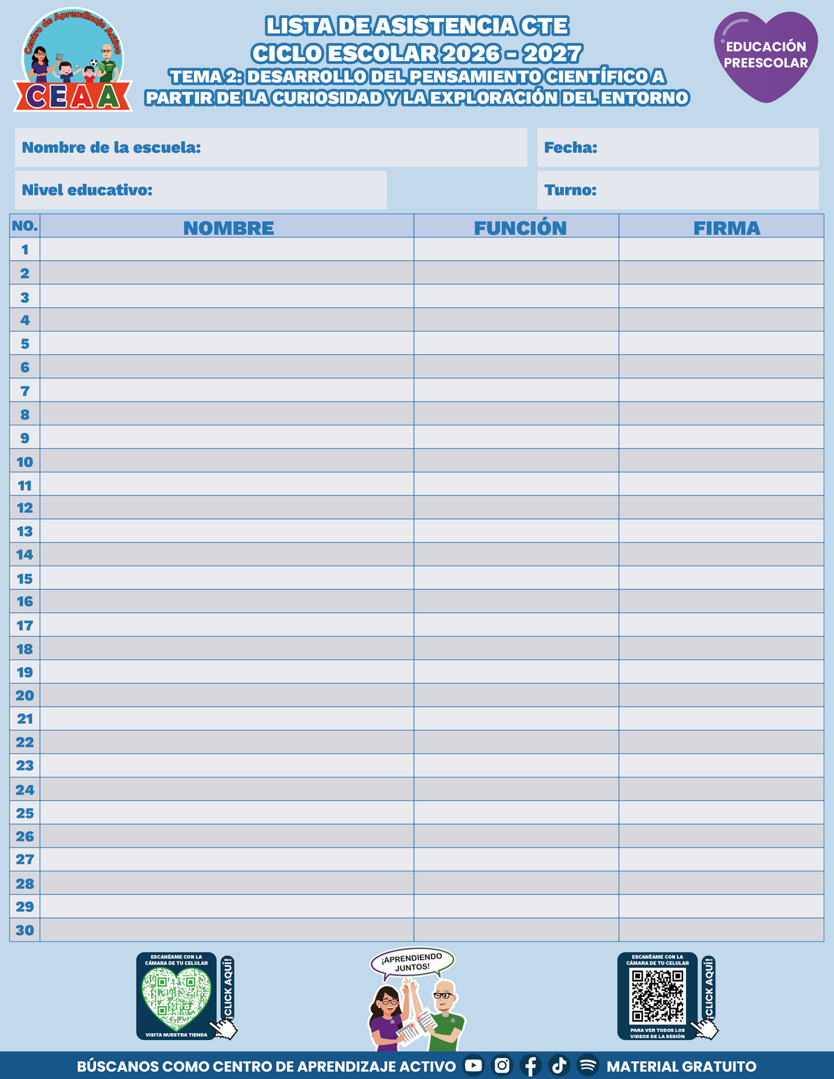 Lista de Asistencia CTE Educación Preescolar TEMA 2: DESARROLLO DEL PENSAMIENTO CIENTÍFICO A PARTIR DE LA CURIOSIDAD Y LA EXPLORACIÓN DEL ENTORNO en PDF