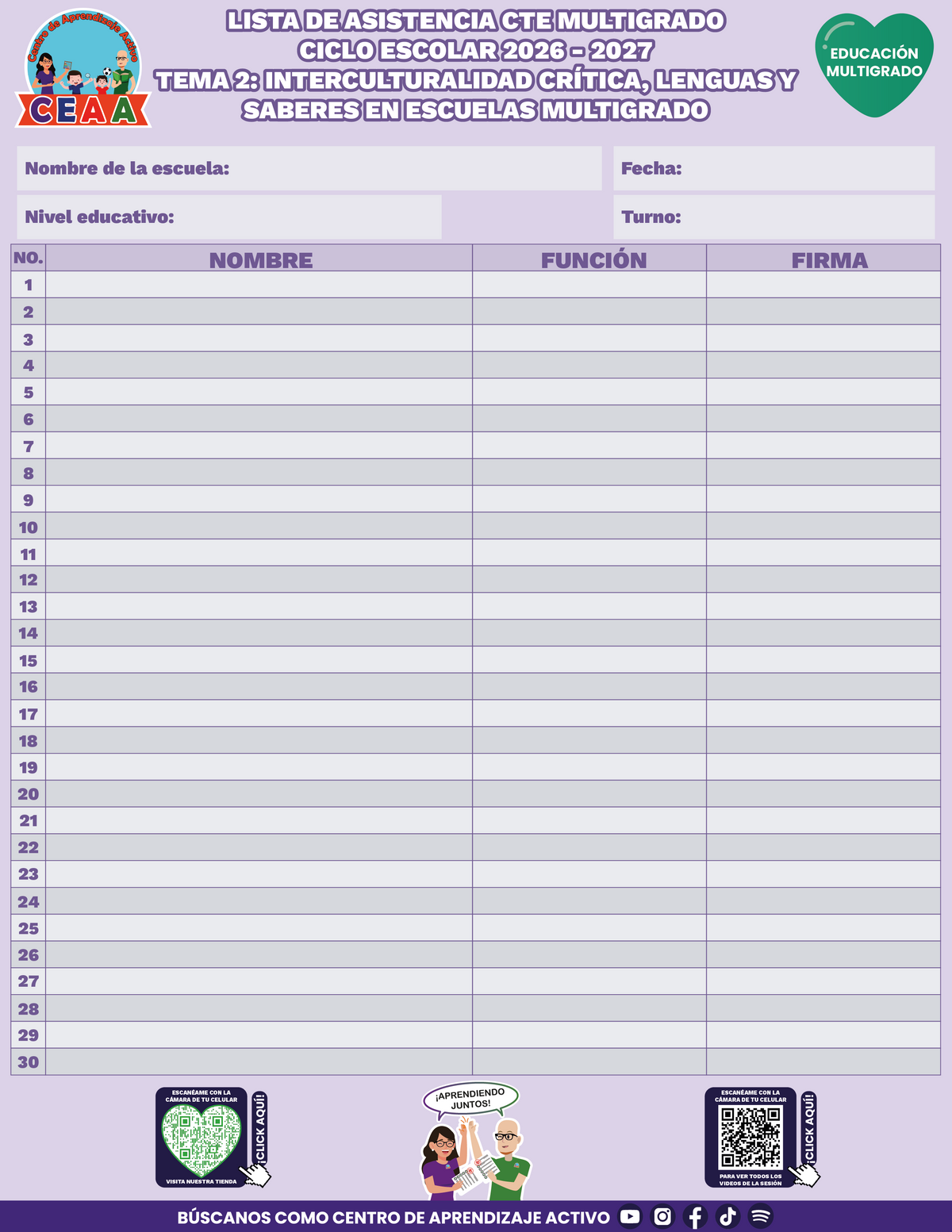 Lista de Asistencia CTE Educación Multigrado TEMA 2: INTERCULTURALIDAD CRÍTICA, LENGUAS Y SABERES EN ESCUELAS MULTIGRADO en PDF