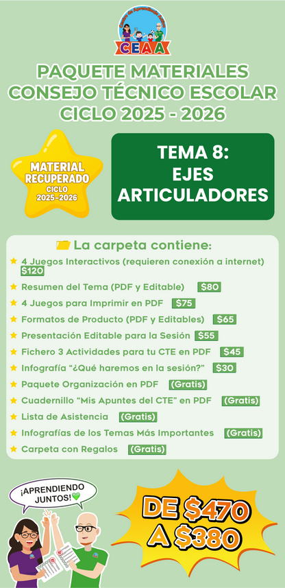 Paquete Completo Materiales CTE Tema 8: EJES ARTICULADORES (⭐ Material recuperado 25/26)