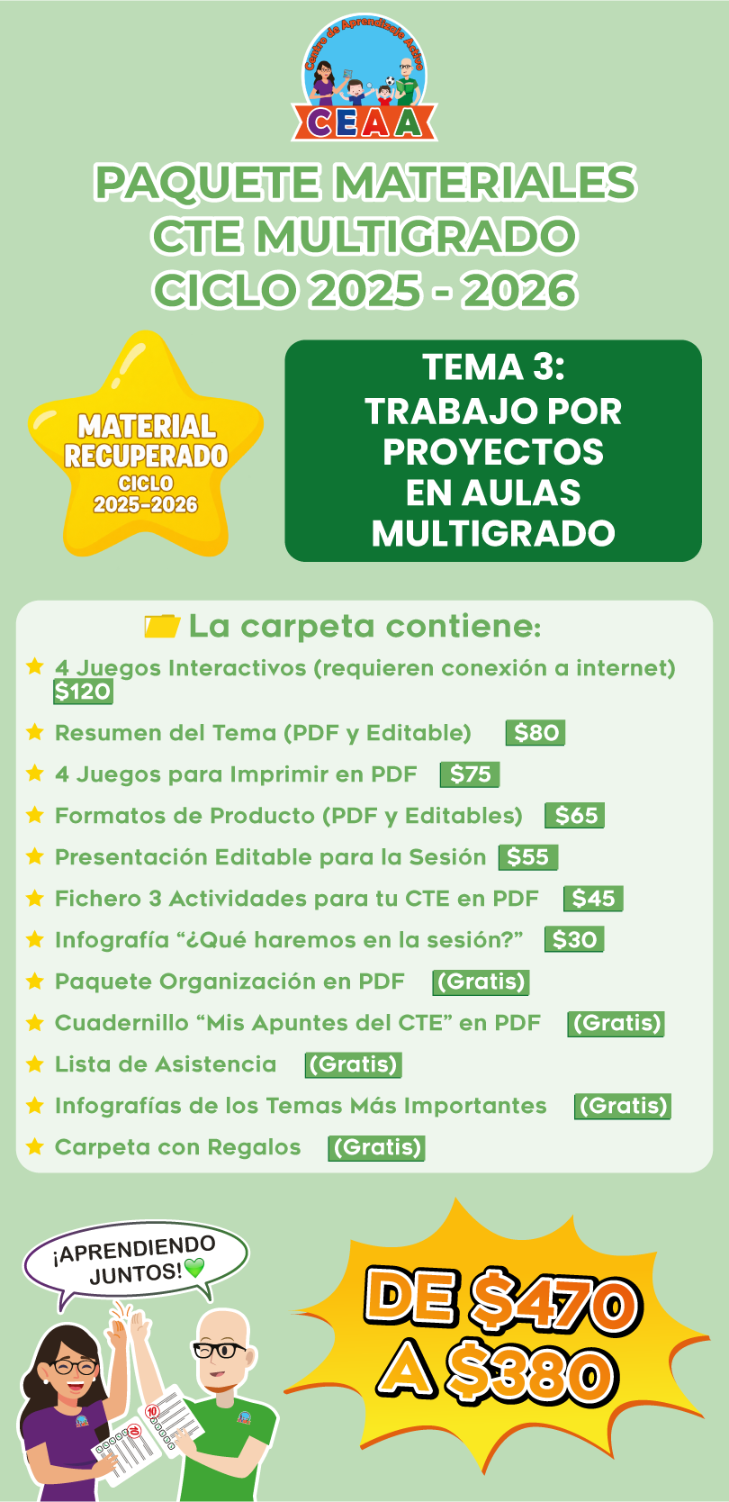Paquete Completo Materiales CTE Multigrado Tema 3: TRABAJO POR PROYECTOS EN AULAS MULTIGRADO (⭐ Material recuperado 25/26)
