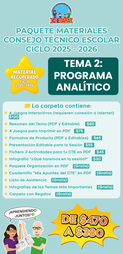 Paquete Completo Materiales CTE Tema 2: PROGRAMA ANALÍTICO (⭐ Material recuperado 25/26)