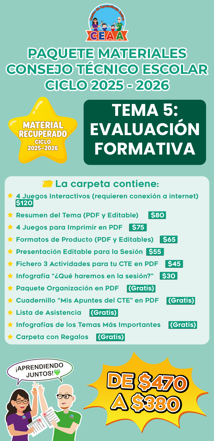 Paquete Completo Materiales CTE Tema 5: EVALUACIÓN FORMATIVA (⭐ Material recuperado 25/26)