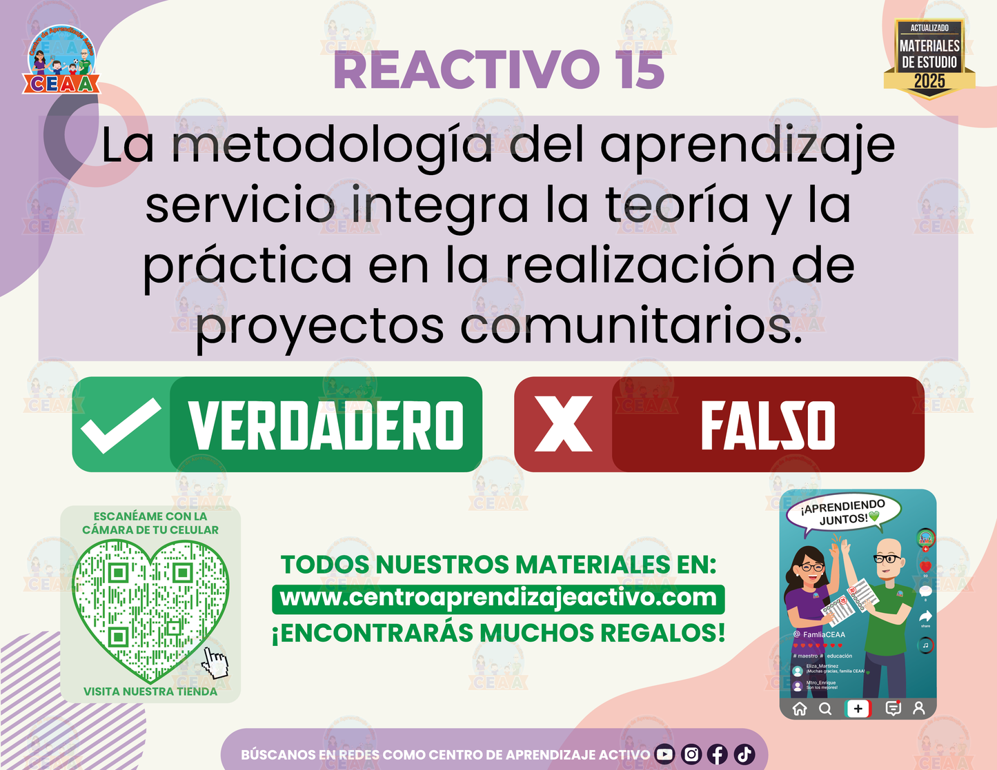 Cuadernillo de Estudio - Metodologías para el desarrollo de proyectos educativos - Verdadero o Falso