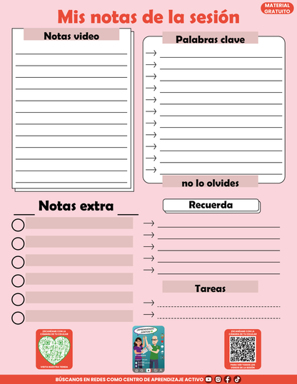 Cuadernillo Mis Apuntes de la Sesión