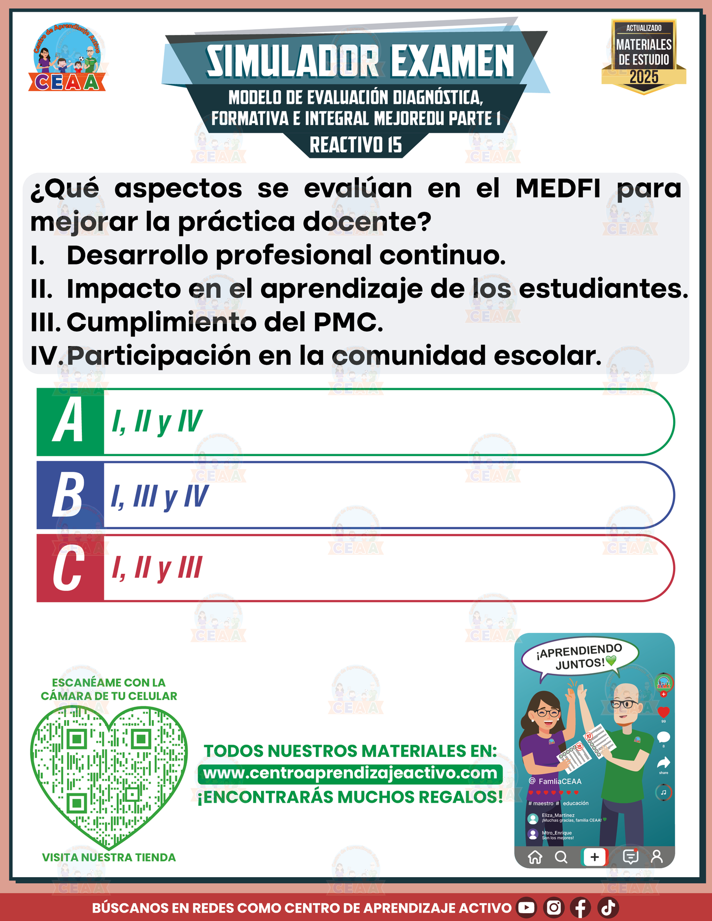 Simulador de examen Modelo de evaluación diagnóstica, formativa e integral MEJOREDU parte 1 en PDF