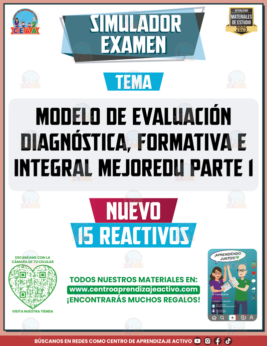 Simulador de examen Modelo de evaluación diagnóstica, formativa e integral MEJOREDU parte 1 en PDF