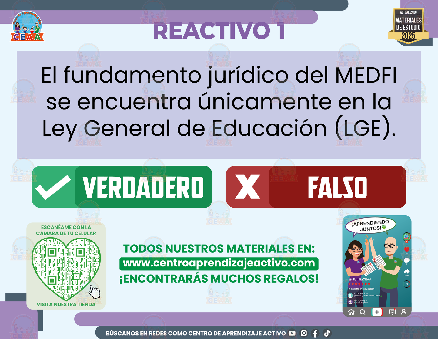 Cuadernillo de Estudio - Modelo de evaluación diagnóstica, formativa e integral (MEDFI) - Verdadero o Falso