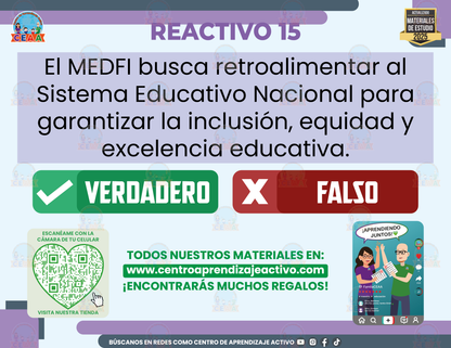 Cuadernillo de Estudio - Modelo de evaluación diagnóstica, formativa e integral (MEDFI) - Verdadero o Falso