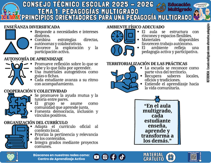 Infografía Multigrado: TEMA 1: PEDAGOGÍAS MULTIGRADO MULTIGRADO: PRINCIPIOS ORIENTADORES PARA UNA PEDAGOGÍA MULTIGRADO en PDF