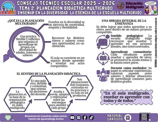 Infografía Multigrado: TEMA 2: PLANEACIÓN DIDÁCTICA MULTIGRADO - ENSEÑAR EN LA DIVERSIDAD: LA ESENCIA DE LA ESCUELA MULTIGRADO en PDF