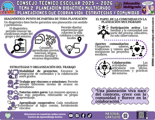 Infografía Multigrado: TEMA 2: PLANEACIÓN DIDÁCTICA MULTIGRADO - PLANEACIONES QUE COBRAN VIDA: ESTRATEGIAS Y COMUNIDAD en PDF