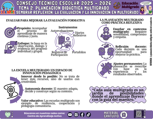 Infografía Multigrado: TEMA 2: PLANEACIÓN DIDÁCTICA MULTIGRADO - SEMBRAR REFLEXIÓN: LA EVALUACIÓN Y LA INNOVACIÓN EN MULTIGRADO en PDF