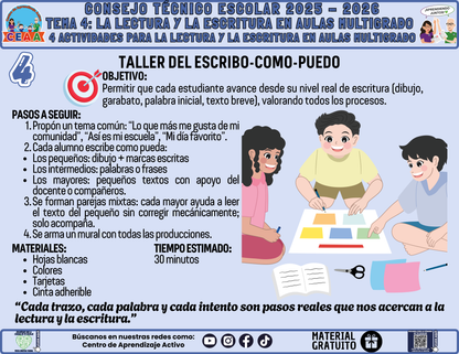 Fichero 4 Actividades Prácticas Multigrado TEMA 4: LA LECTURA Y LA ESCRITURA EN AULAS MULTIGRADO en PDF