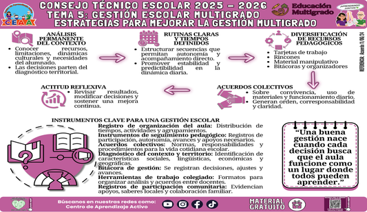 Infografía Multigrado: TEMA 5: GESTIÓN ESCOLAR MULTIGRAD: ESTRATEGIAS PARA MEJORAR LA GESTIÓN MULTIGRADO en PDF
