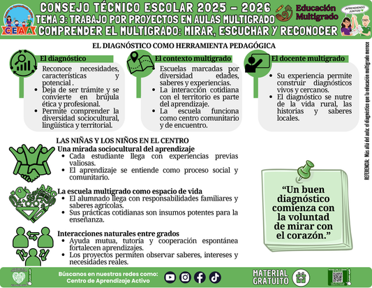 Infografía Multigrado: TEMA 3: TRABAJO POR PROYECTOS EN AULAS MULTIGRADO: COMPRENDER EL MULTIGRADO: MIRAR, ESCUCHAR Y RECONOCER en PDF