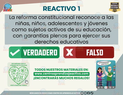 Cuadernillo de Estudio - NEM-El derecho a la educación y sus implicaciones pedagógicas - Verdadero o Falso