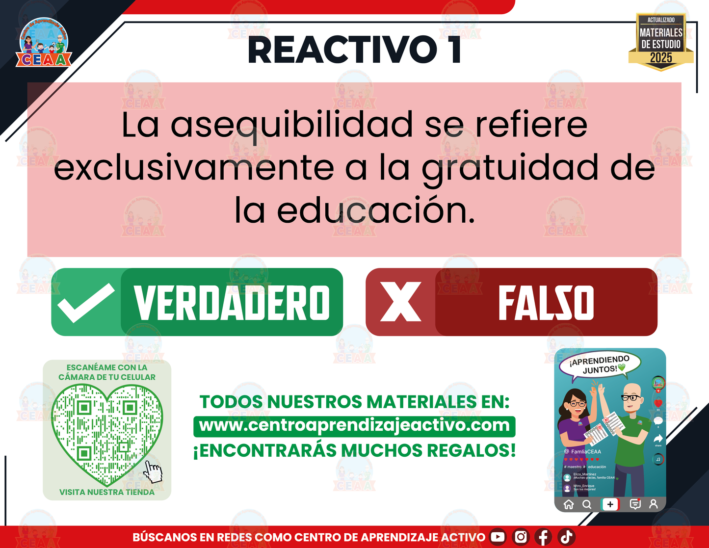 Cuadernillo de Estudio - Las 4 condiciones y las 4 líneas de acción permanentes de la NEM - Verdadero o Falso