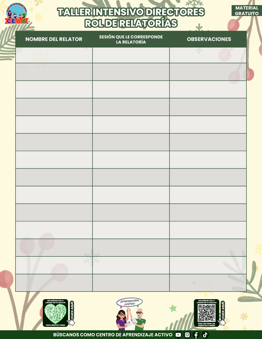 Paquete de Organización Taller Intensivo Directores Enero en PDF