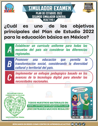 Simulador de examen PLAN DE ESTUDIOS 2022 Segundo simulador general en PDF