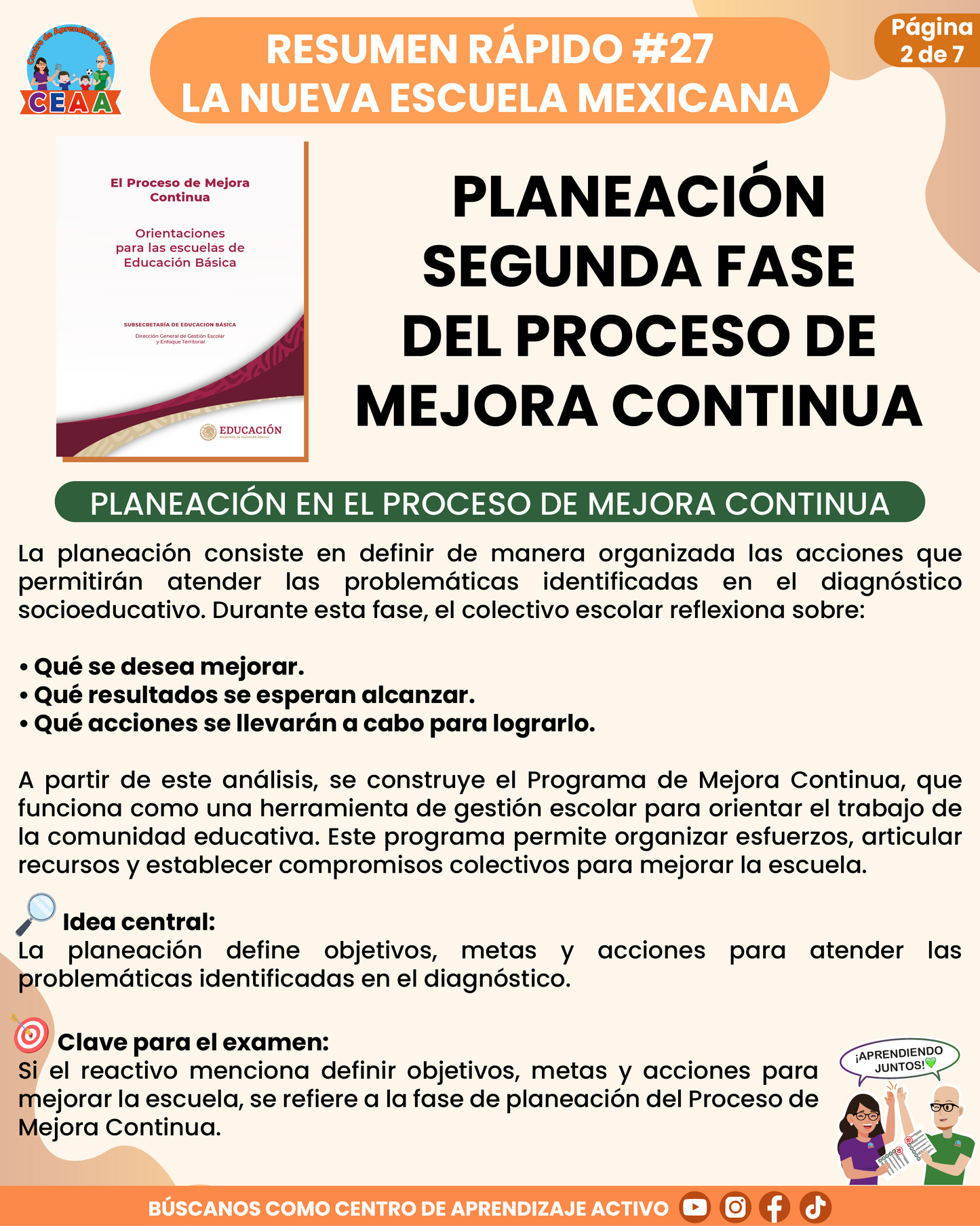 Resumen Rápido #27: PLANEACIÓN SEGUNDA FASE DEL PROCESO DE MEJORA CONTINUA