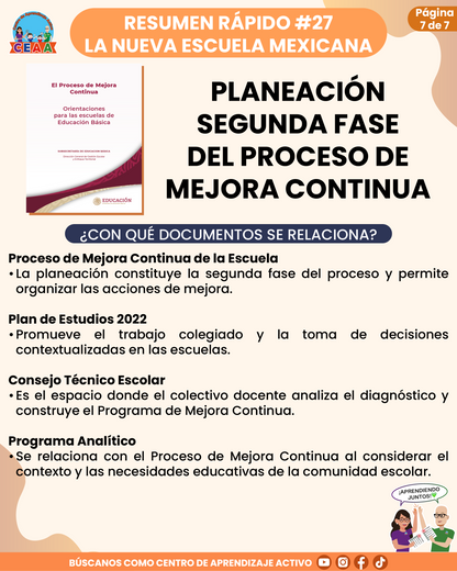 Resumen Rápido #27: PLANEACIÓN SEGUNDA FASE DEL PROCESO DE MEJORA CONTINUA