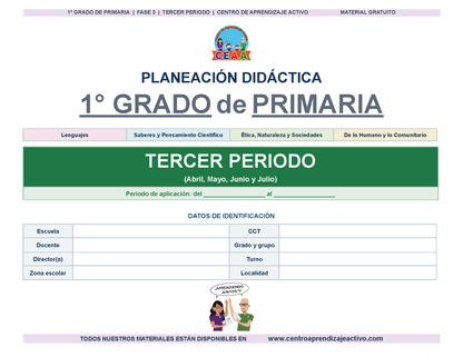PLANEACIÓN 1° Primaria Tercer Periodo (Abr, May, Jun, Jul) en 🎁PDF