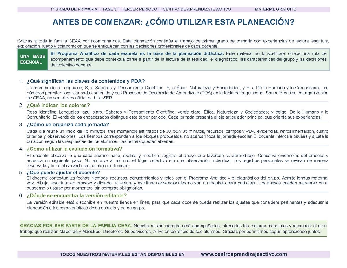 PLANEACIÓN 1° Primaria Tercer Periodo (Abr, May, Jun, Jul) en 🎁PDF