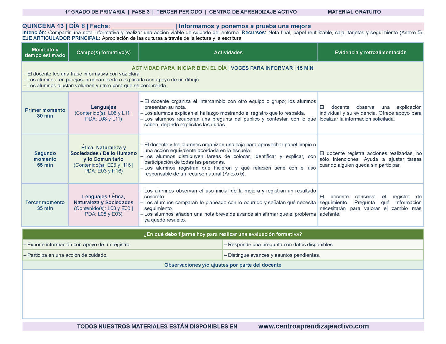 PLANEACIÓN 1° Primaria Tercer Periodo (Abr, May, Jun, Jul) en 🎁PDF