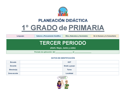 PLANEACIÓN 1° Primaria Tercer Periodo (Abr, May, Jun, Jul) ✏️Editable en Word