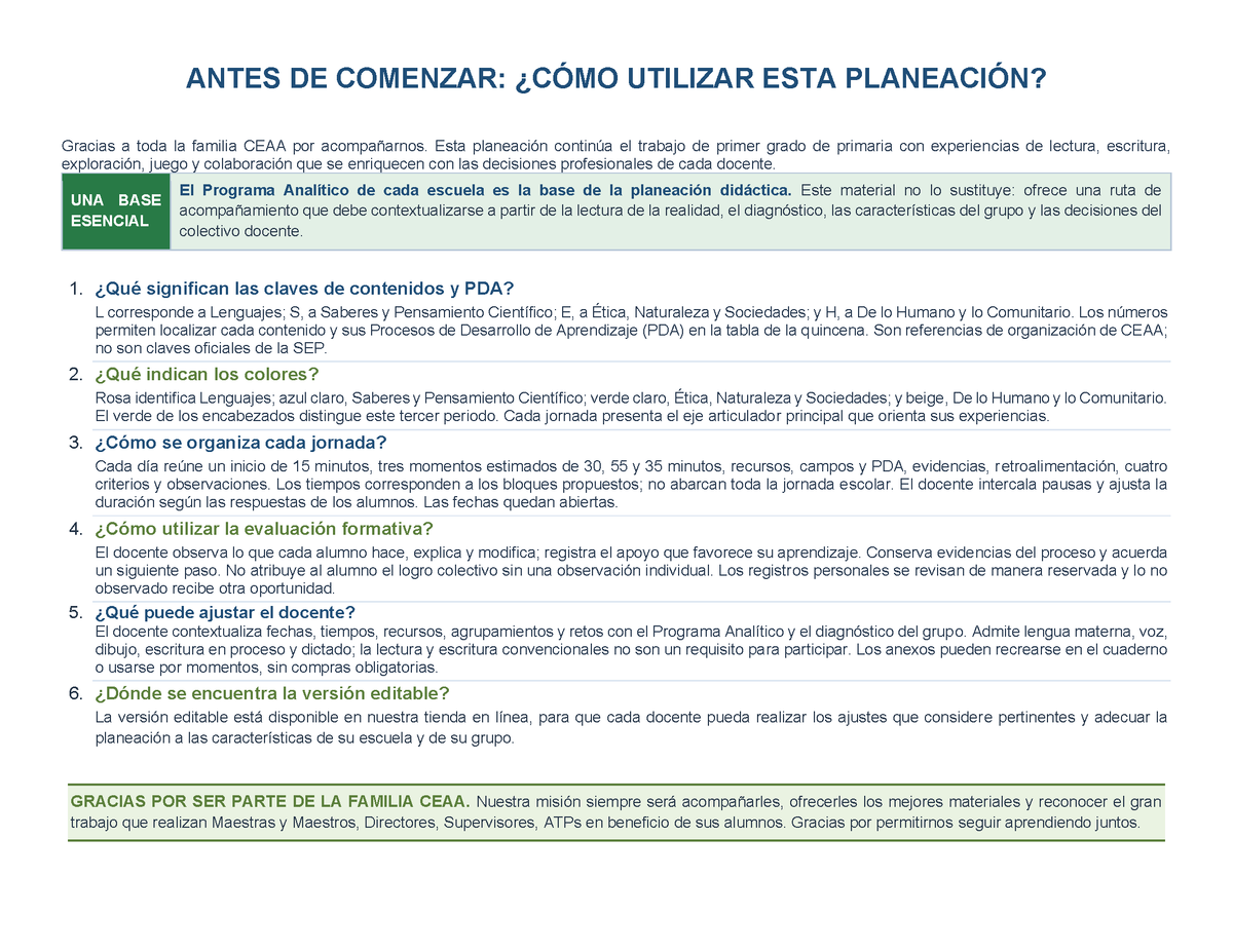 PLANEACIÓN 1° Primaria Tercer Periodo (Abr, May, Jun, Jul) ✏️Editable en Word