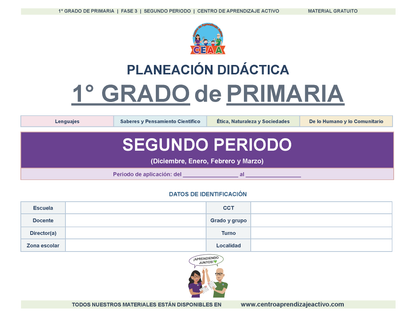 PLANEACIÓN 1° Primaria Segundo Periodo (Dic, Ene, Feb, Mar) en 🎁pdf