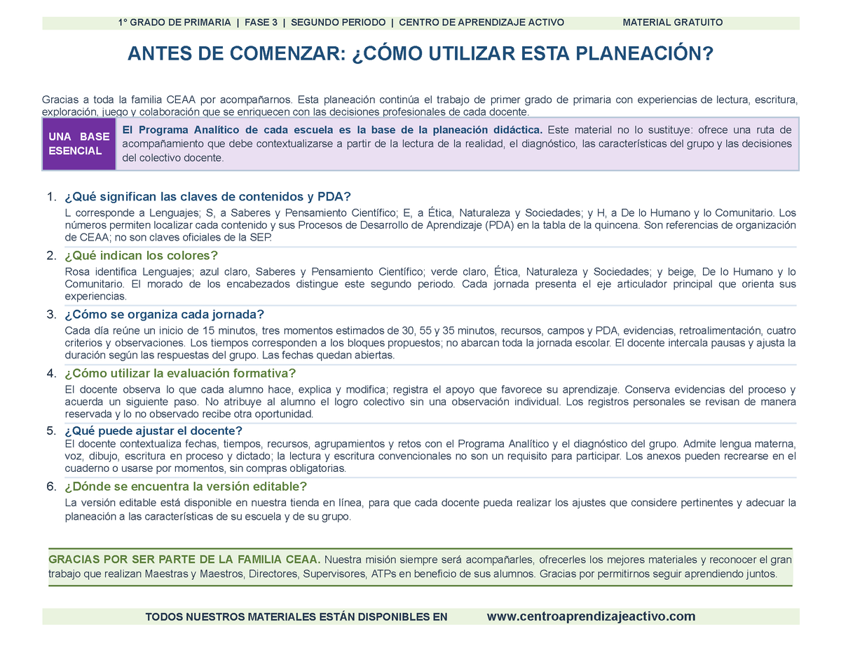 PLANEACIÓN 1° Primaria Segundo Periodo (Dic, Ene, Feb, Mar) en 🎁pdf