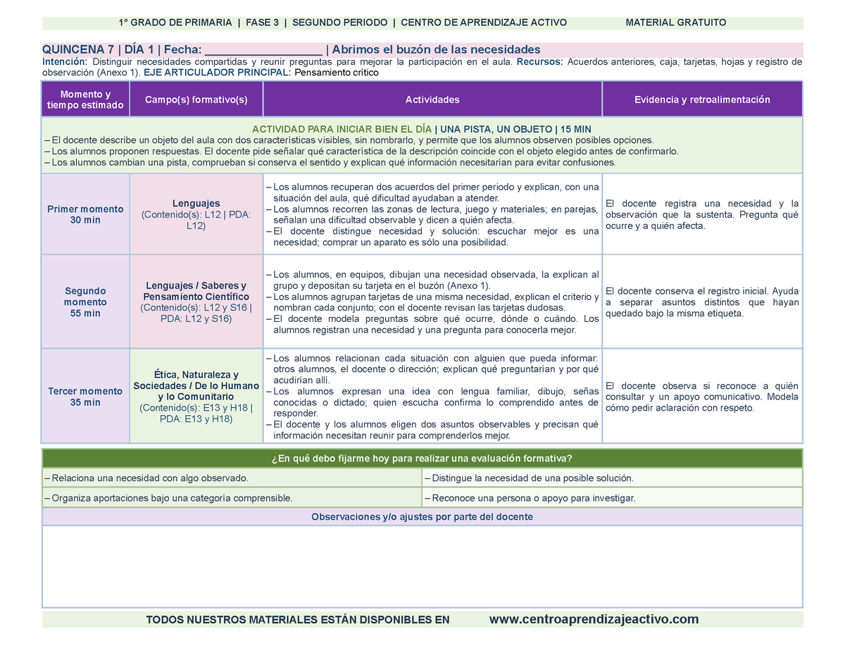 PLANEACIÓN 1° Primaria Segundo Periodo (Dic, Ene, Feb, Mar) en 🎁pdf