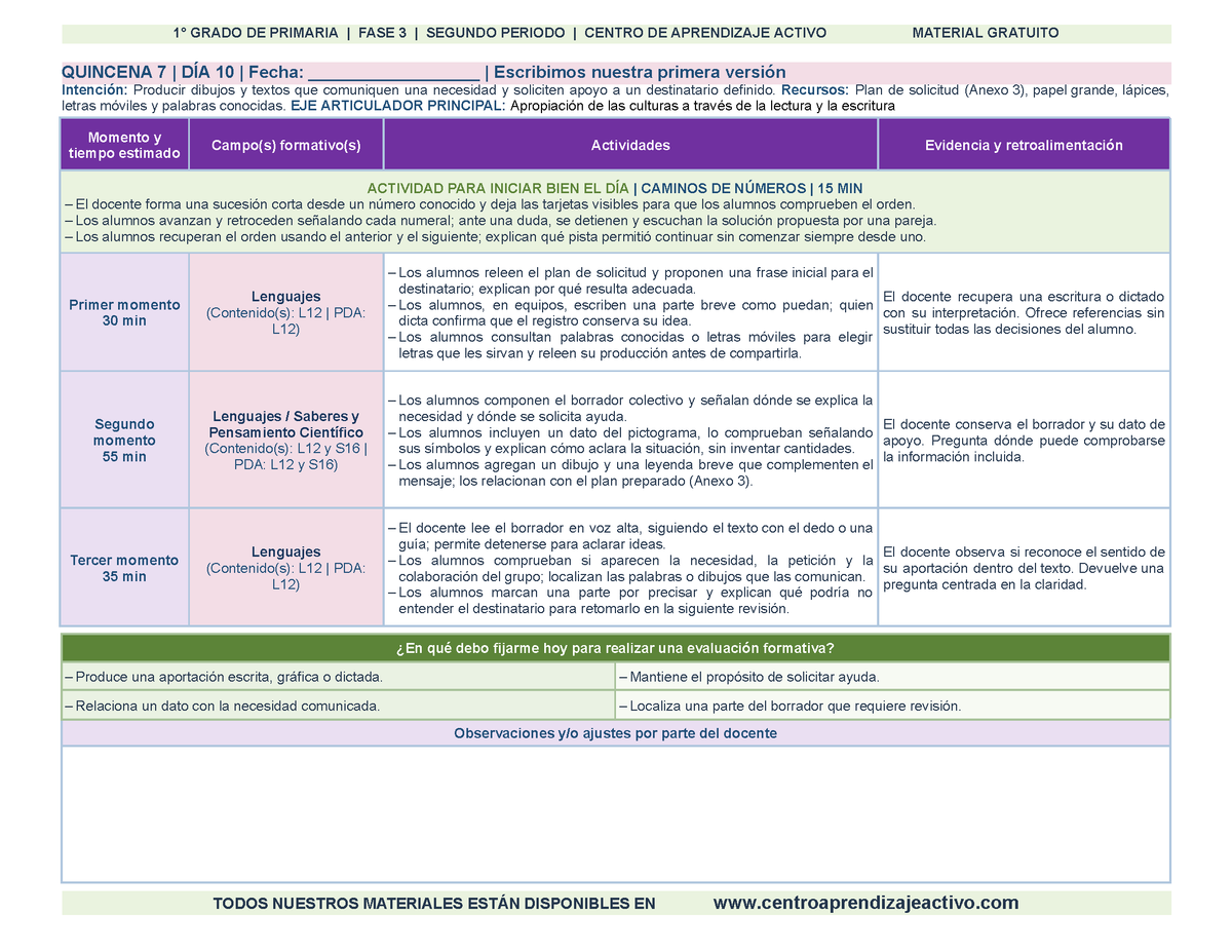 PLANEACIÓN 1° Primaria Segundo Periodo (Dic, Ene, Feb, Mar) en 🎁pdf