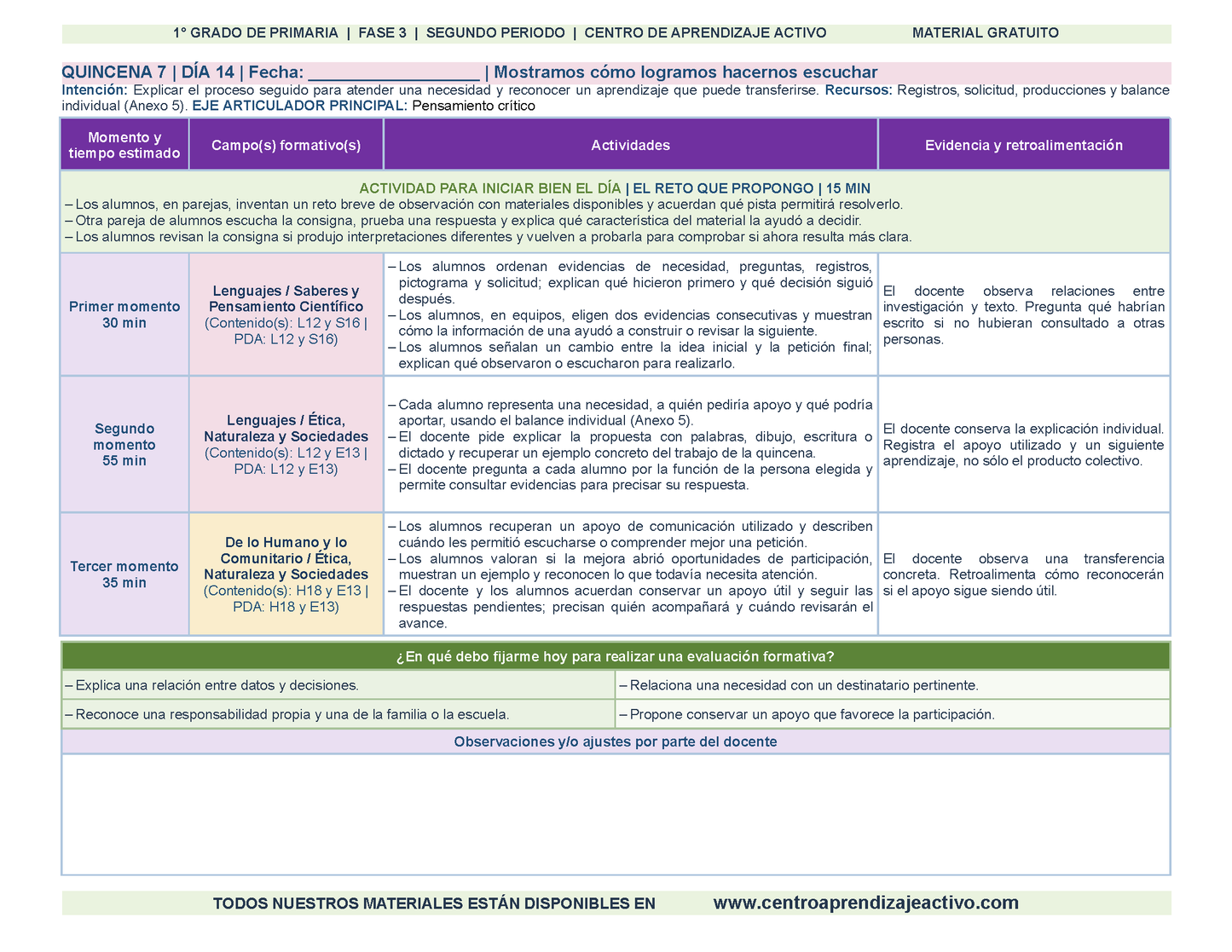 PLANEACIÓN 1° Primaria Segundo Periodo (Dic, Ene, Feb, Mar) en 🎁pdf